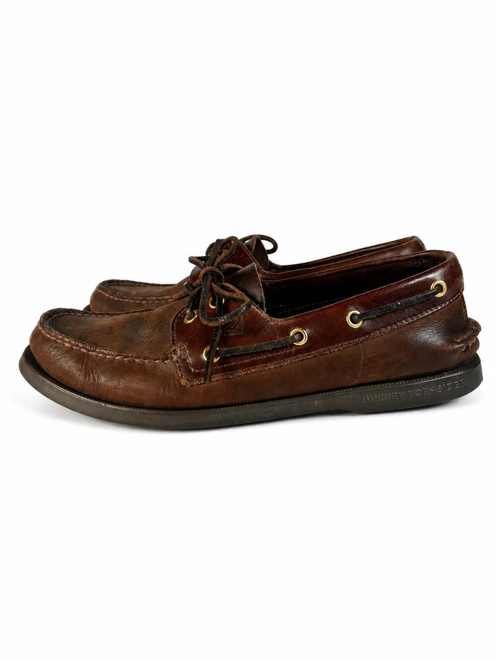 Sperry Top-Sider Authentic Original 2-Eye Brown Leather Boat Shoes Moccasins